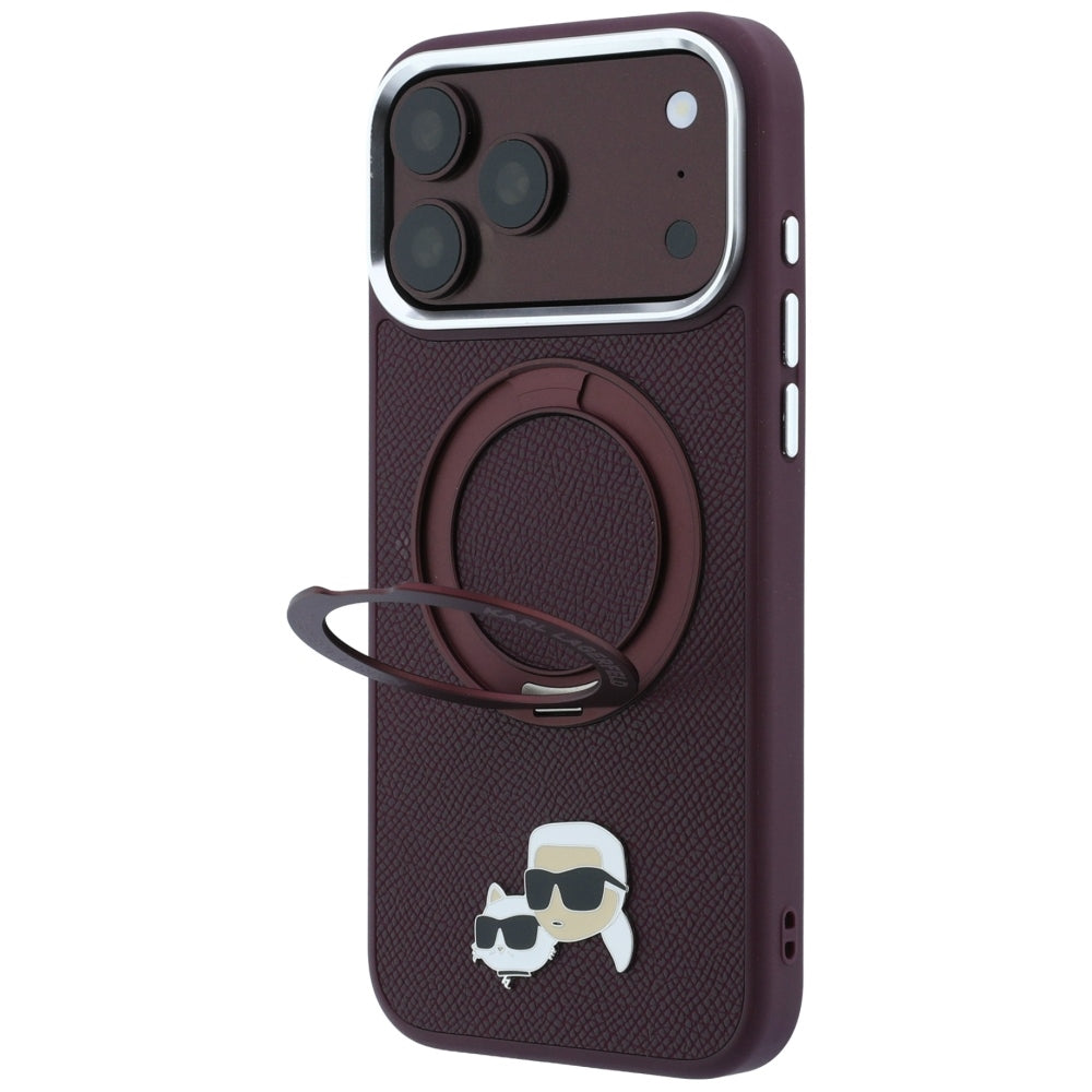 Husa MagSafe pentru Apple iPhone 18 Pro Max / 17 Pro Max, Karl Lagerfeld, Ring Stand 360 Karl & Choupette Pin, Visinie