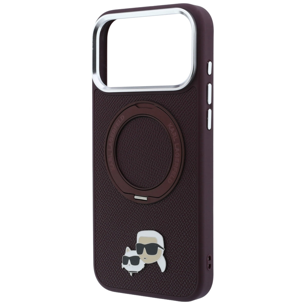 Husa MagSafe pentru Apple iPhone 18 Pro Max / 17 Pro Max, Karl Lagerfeld, Ring Stand 360 Karl & Choupette Pin, Visinie