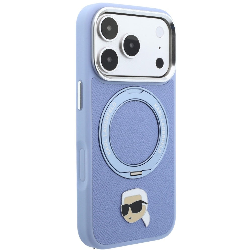 Husa MagSafe pentru Apple iPhone 18 Pro Max / 17 Pro Max, Karl Lagerfeld, Ring Stand 360 Karl Pin, Bleu