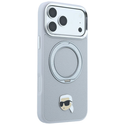Husa MagSafe pentru Apple iPhone 18 Pro Max / 17 Pro Max, Karl Lagerfeld, Ring Stand 360 Karl Pin, Gri