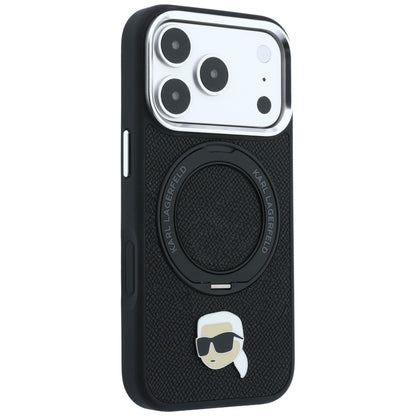 Husa MagSafe pentru Apple iPhone 18 Pro Max / 17 Pro Max, Karl Lagerfeld, Ring Stand 360 Karl Pin, Neagra