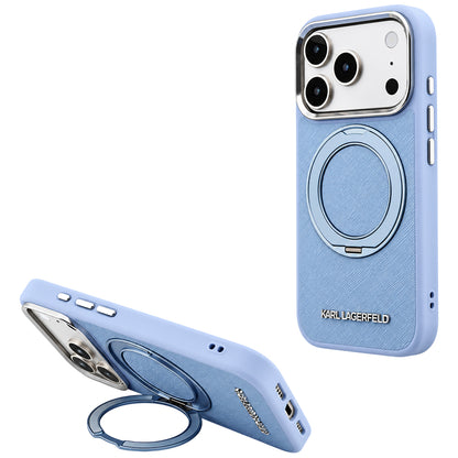 Husa MagSafe pentru Apple iPhone 18 Pro Max / 17 Pro Max, Karl Lagerfeld, Ring Stand 360 Saffiano, Bleu