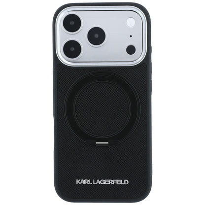 Husa MagSafe pentru Apple iPhone 18 Pro Max / 17 Pro Max, Karl Lagerfeld, Ring Stand 360 Saffiano, Neagra