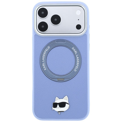 Husa MagSafe pentru Apple iPhone 18 Pro Max / 17 Pro Max, Karl Lagerfeld, Saffiano Ring Stand 360 Choupette Pin, Bleu