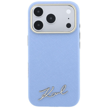 Husa MagSafe pentru Apple iPhone 18 Pro Max / 17 Pro Max, Karl Lagerfeld, Saffiano Small Script Metal Logo, Bleu