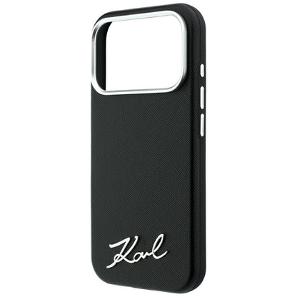 Husa MagSafe pentru Apple iPhone 18 Pro Max / 17 Pro Max, Karl Lagerfeld, Saffiano Small Script Metal Logo, Neagra