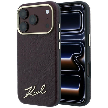 Husa MagSafe pentru Apple iPhone 18 Pro Max / 17 Pro Max, Karl Lagerfeld, Saffiano Small Script Metal Logo, Visinie