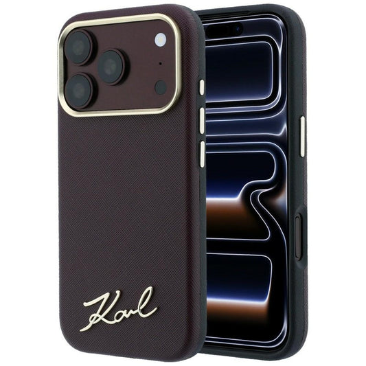 Husa MagSafe pentru Apple iPhone 18 Pro Max / 17 Pro Max, Karl Lagerfeld, Saffiano Small Script Metal Logo, Visinie