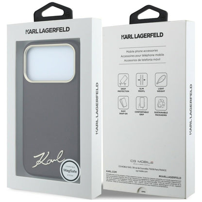 Husa MagSafe pentru Apple iPhone 18 Pro Max / 17 Pro Max, Karl Lagerfeld, Saffiano Small Script Metal Logo, Visinie