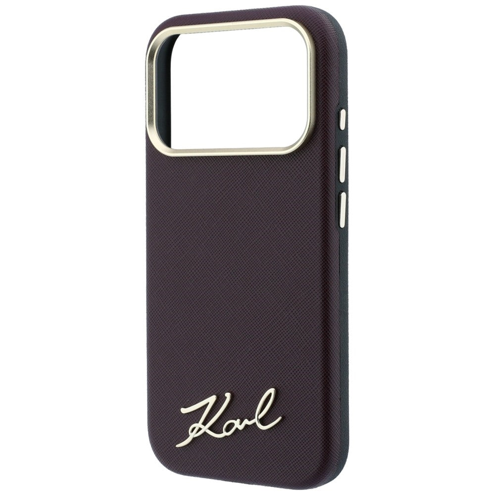 Husa MagSafe pentru Apple iPhone 18 Pro Max / 17 Pro Max, Karl Lagerfeld, Saffiano Small Script Metal Logo, Visinie