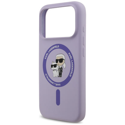 Husa MagSafe pentru Apple iPhone 18 Pro Max / 17 Pro Max, Karl Lagerfeld, Silicone Ring Karl & Choupette, Mov