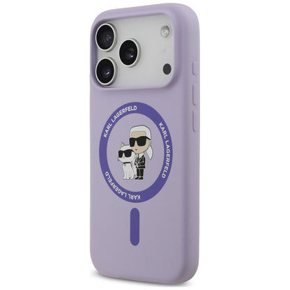 Husa MagSafe pentru Apple iPhone 18 Pro Max / 17 Pro Max, Karl Lagerfeld, Silicone Ring Karl & Choupette, Mov