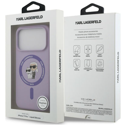 Husa MagSafe pentru Apple iPhone 18 Pro Max / 17 Pro Max, Karl Lagerfeld, Silicone Ring Karl & Choupette, Mov