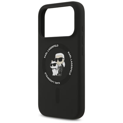 Husa MagSafe pentru Apple iPhone 18 Pro Max / 17 Pro Max, Karl Lagerfeld, Silicone Ring Karl & Choupette, Neagra