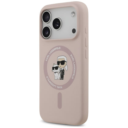 Husa MagSafe pentru Apple iPhone 18 Pro Max / 17 Pro Max, Karl Lagerfeld, Silicone Ring Karl & Choupette, Roz
