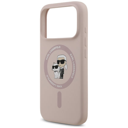 Husa MagSafe pentru Apple iPhone 18 Pro Max / 17 Pro Max, Karl Lagerfeld, Silicone Ring Karl & Choupette, Roz
