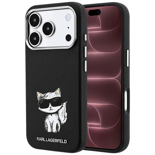 Husa MagSafe pentru Apple iPhone 18 Pro Max / 17 Pro Max, Karl Lagerfeld, Smooth Choupette Sketch, Neagra