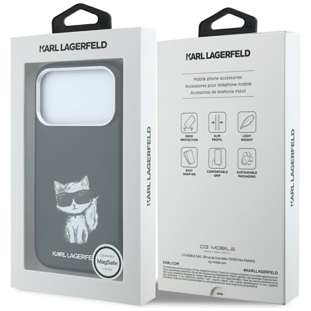 Husa MagSafe pentru Apple iPhone 18 Pro Max / 17 Pro Max, Karl Lagerfeld, Smooth Choupette Sketch, Neagra