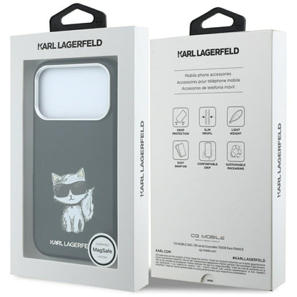 Husa MagSafe pentru Apple iPhone 18 Pro Max / 17 Pro Max, Karl Lagerfeld, Smooth Choupette Sketch, Neagra
