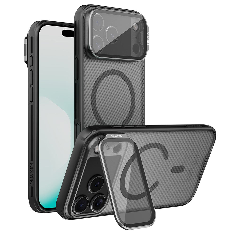 Husa MagSafe pentru Apple iPhone 18 Pro Max / 17 Pro Max, Nillkin, CamShield Prop, Neagra Transparenta
