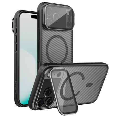Husa MagSafe pentru Apple iPhone 18 Pro Max / 17 Pro Max, Nillkin, CamShield Prop, Neagra Transparenta
