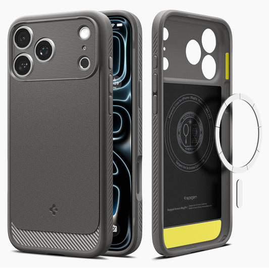 Husa MagSafe pentru Apple iPhone 18 Pro Max / 17 Pro Max, Spigen, Rugged Armor, Gri ACS12110