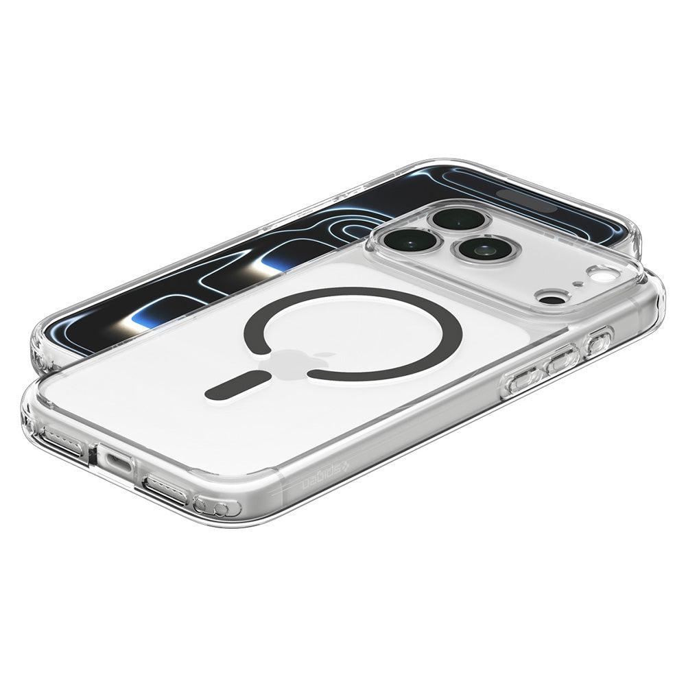 Husa MagSafe pentru Apple iPhone 18 Pro Max / 17 Pro Max, Spigen, Ultra Hybrid, Gri Transparenta ACS12119