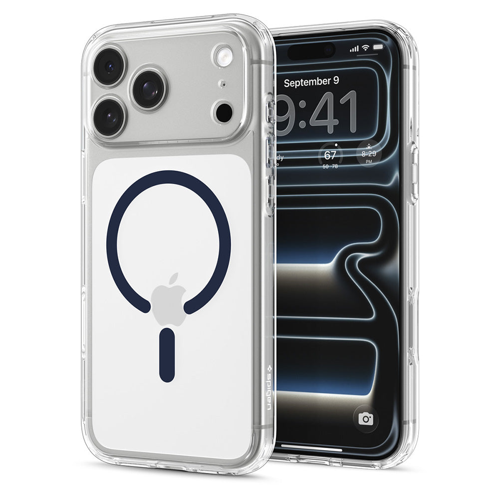 Husa MagSafe pentru Apple iPhone 18 Pro Max / 17 Pro Max, Spigen, Ultra Hybrid, Transparenta Bleumarin ACS12121