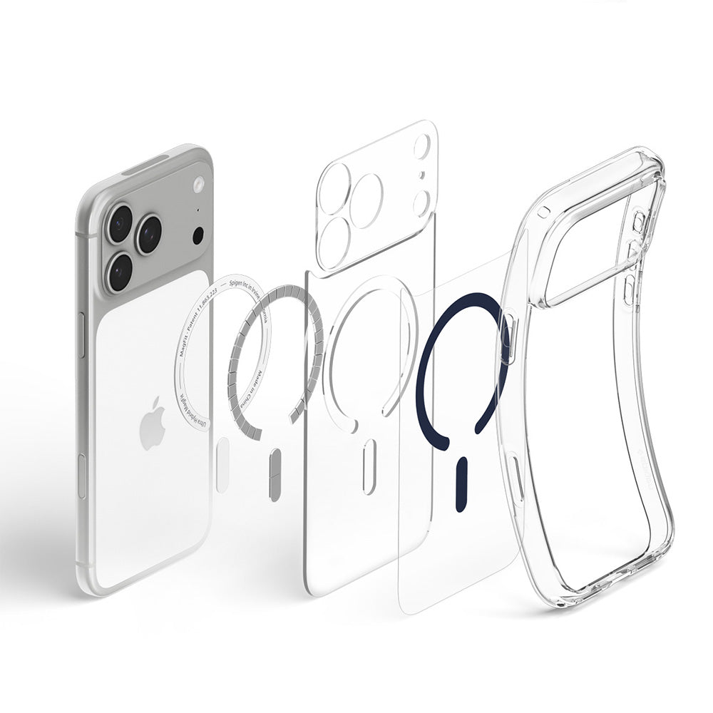 Husa MagSafe pentru Apple iPhone 18 Pro Max / 17 Pro Max, Spigen, Ultra Hybrid, Transparenta Bleumarin ACS12121