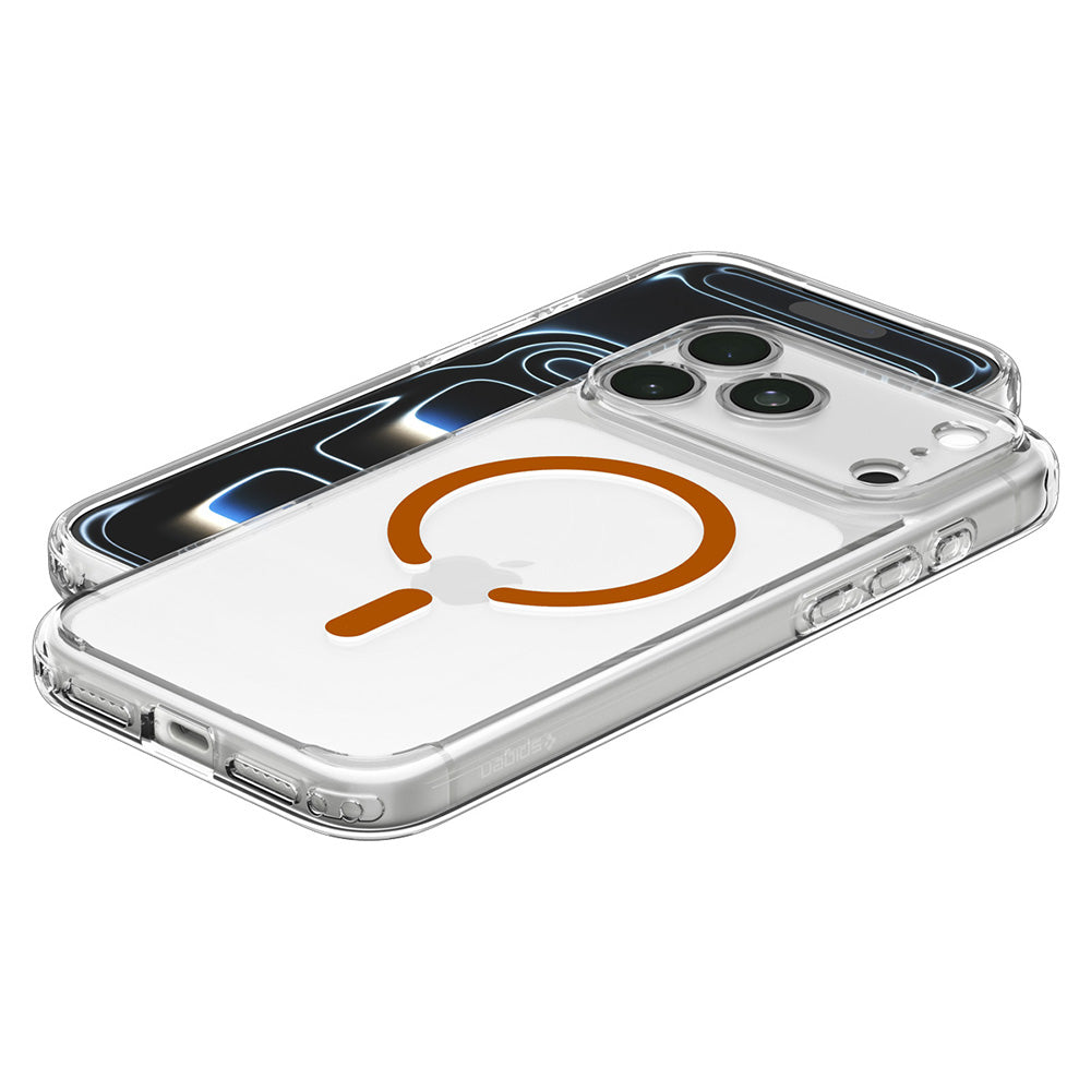 Husa MagSafe pentru Apple iPhone 18 Pro Max / 17 Pro Max, Spigen, Ultra Hybrid, Transparenta Portocalie ACS12122