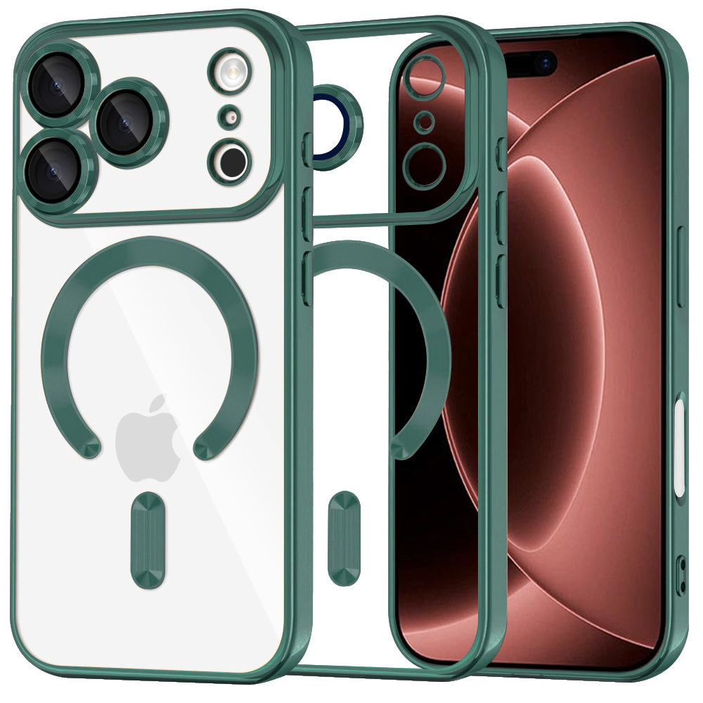 Husa MagSafe pentru Apple iPhone 18 Pro Max / 17 Pro Max, Techsuit, Luxury Crystal, Verde Inchis