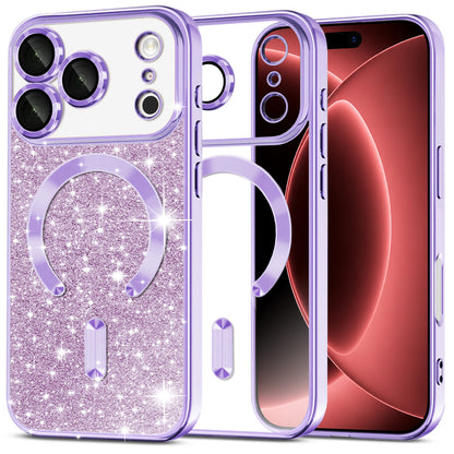 Husa MagSafe pentru Apple iPhone 18 Pro Max / 17 Pro Max, Techsuit, Luxury Glitter, Mov Deschis