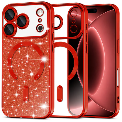 Husa MagSafe pentru Apple iPhone 18 Pro Max / 17 Pro Max, Techsuit, Luxury Glitter, Rosie