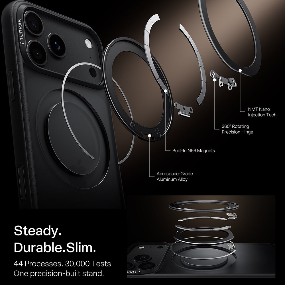 Husa MagSafe pentru Apple iPhone 18 Pro Max / 17 Pro Max, Torras, Ostand O1 Guardian, Neagra