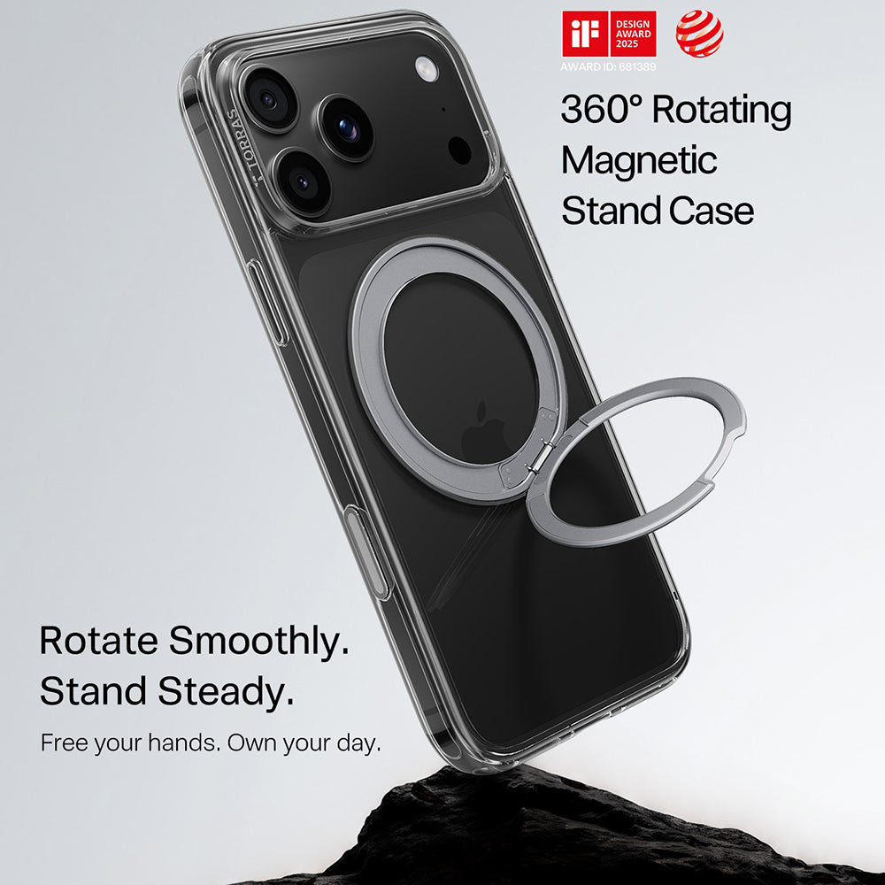 Husa MagSafe pentru Apple iPhone 18 Pro Max / 17 Pro Max, Torras, Ostand O1 Guardian, Transparenta