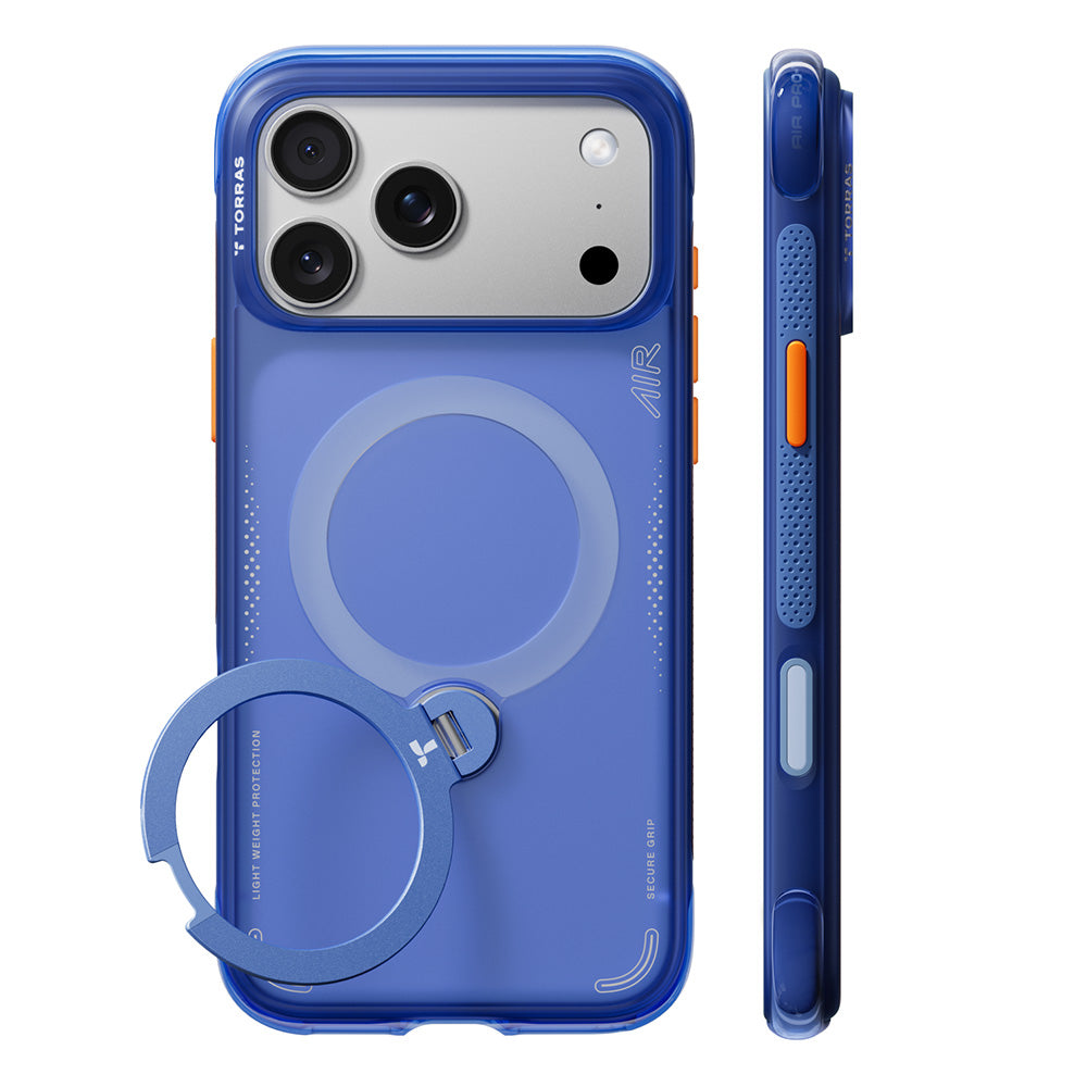 Husa MagSafe pentru Apple iPhone 18 Pro Max / 17 Pro Max, Torras, Ostand Q3 Air, Bleu