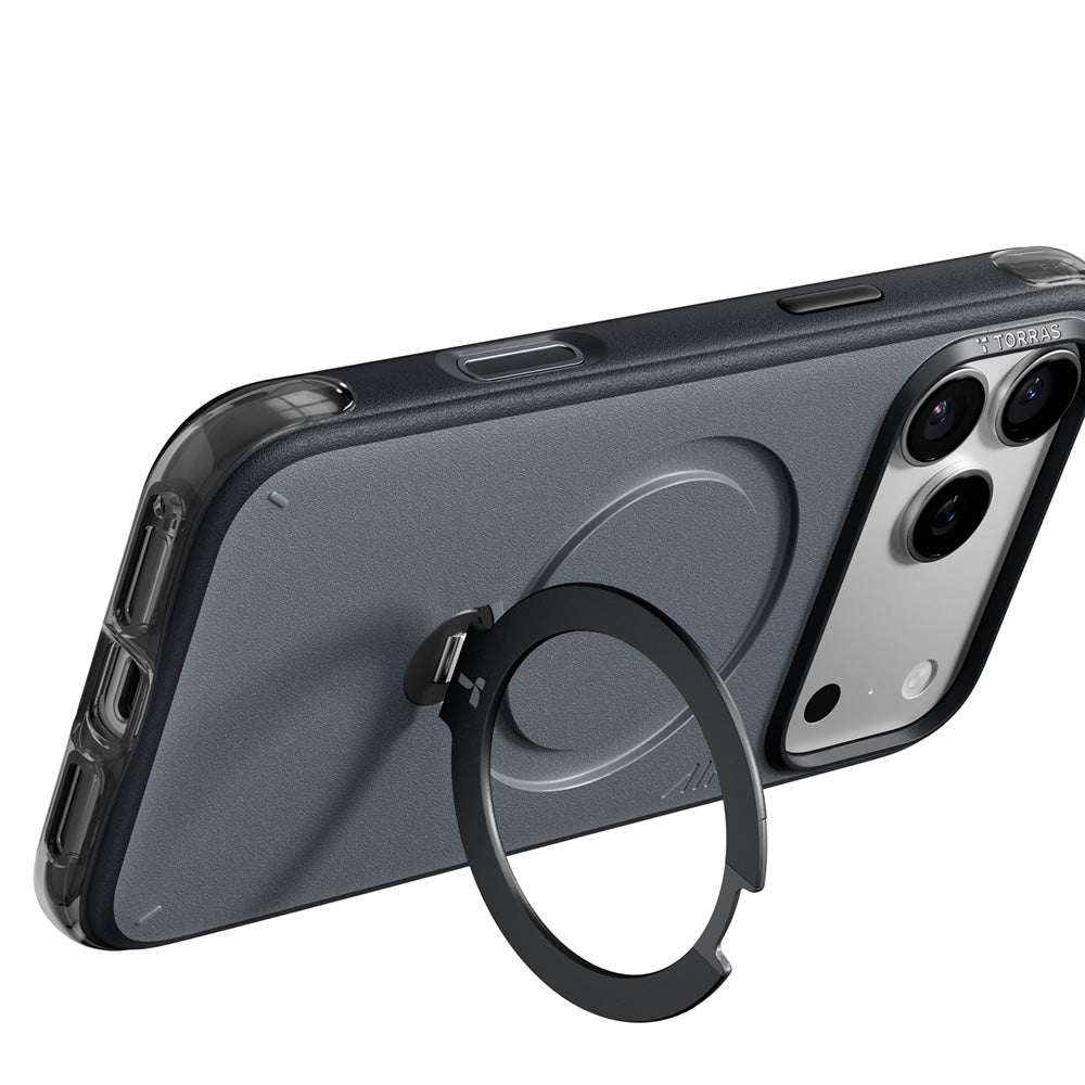 Husa MagSafe pentru Apple iPhone 18 Pro Max / 17 Pro Max, Torras, Ostand Q3 Air Essential, Neagra