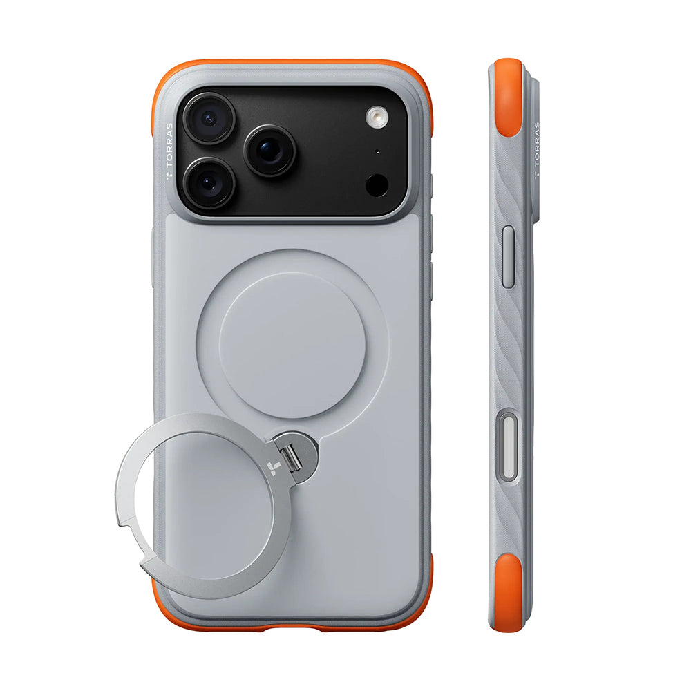 Husa MagSafe pentru Apple iPhone 18 Pro Max / 17 Pro Max, Torras, Ostand Q3 Rugged, Alba