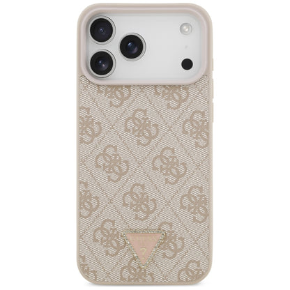 Husa MagSafe pentru Apple iPhone 18 Pro Max, Guess, 4G Triangle Strass, Roz