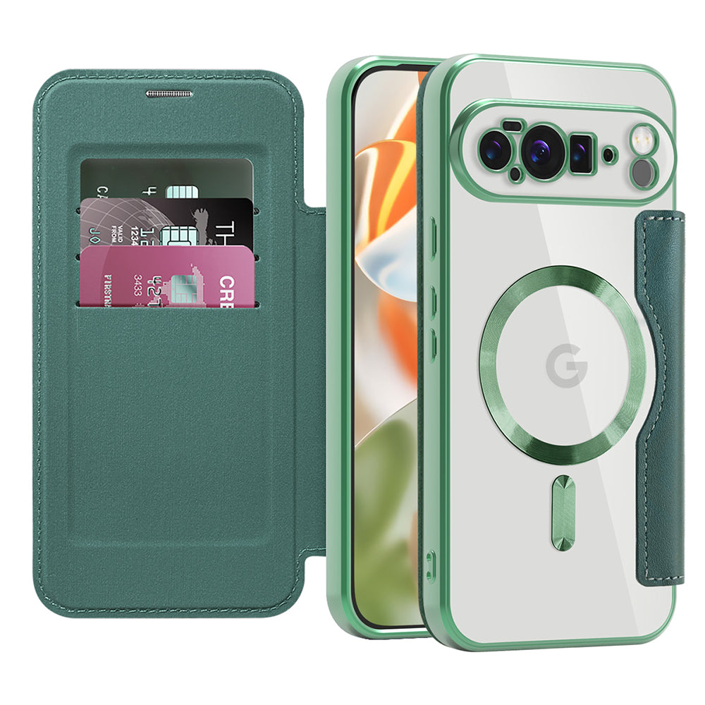 Husa MagSafe pentru Google Pixel 10 Pro XL, Techsuit, SmartMag Book, Verde