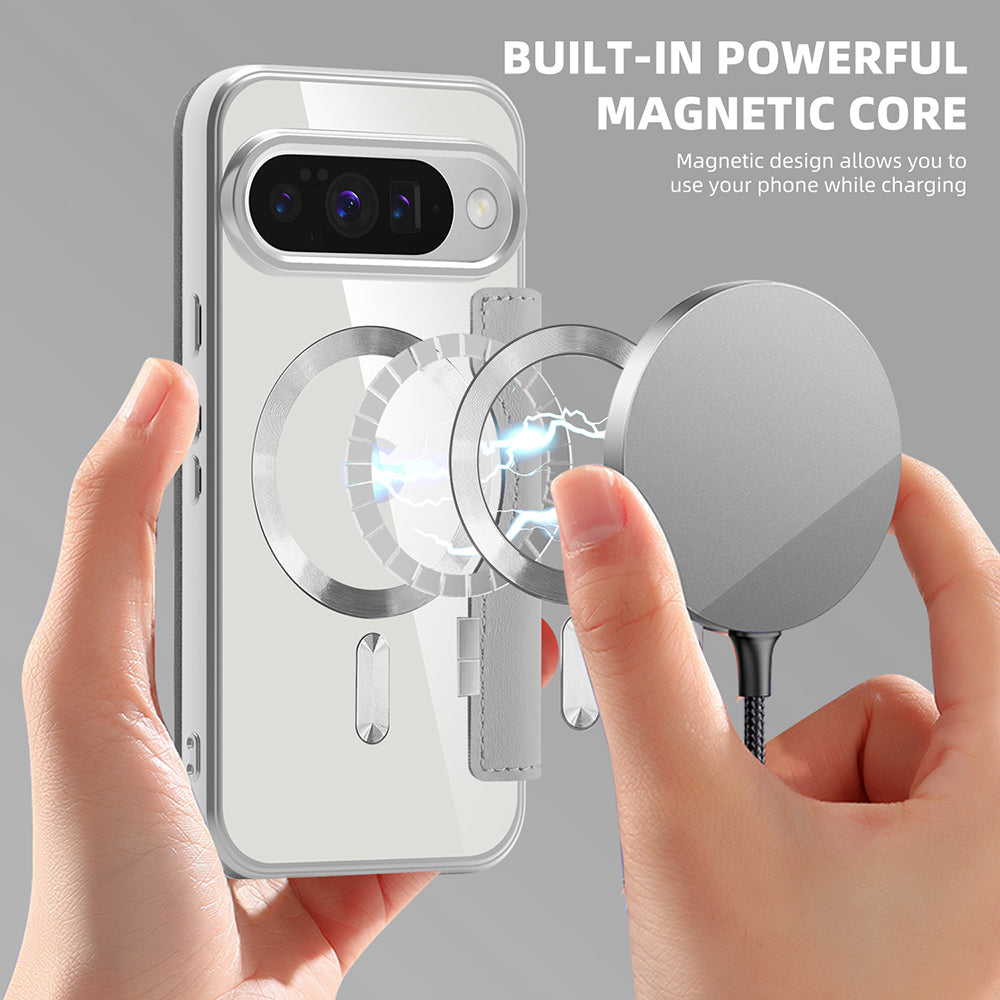Husa MagSafe pentru Google Pixel 10 Pro / 10, Techsuit, SmartMag Book, Gri