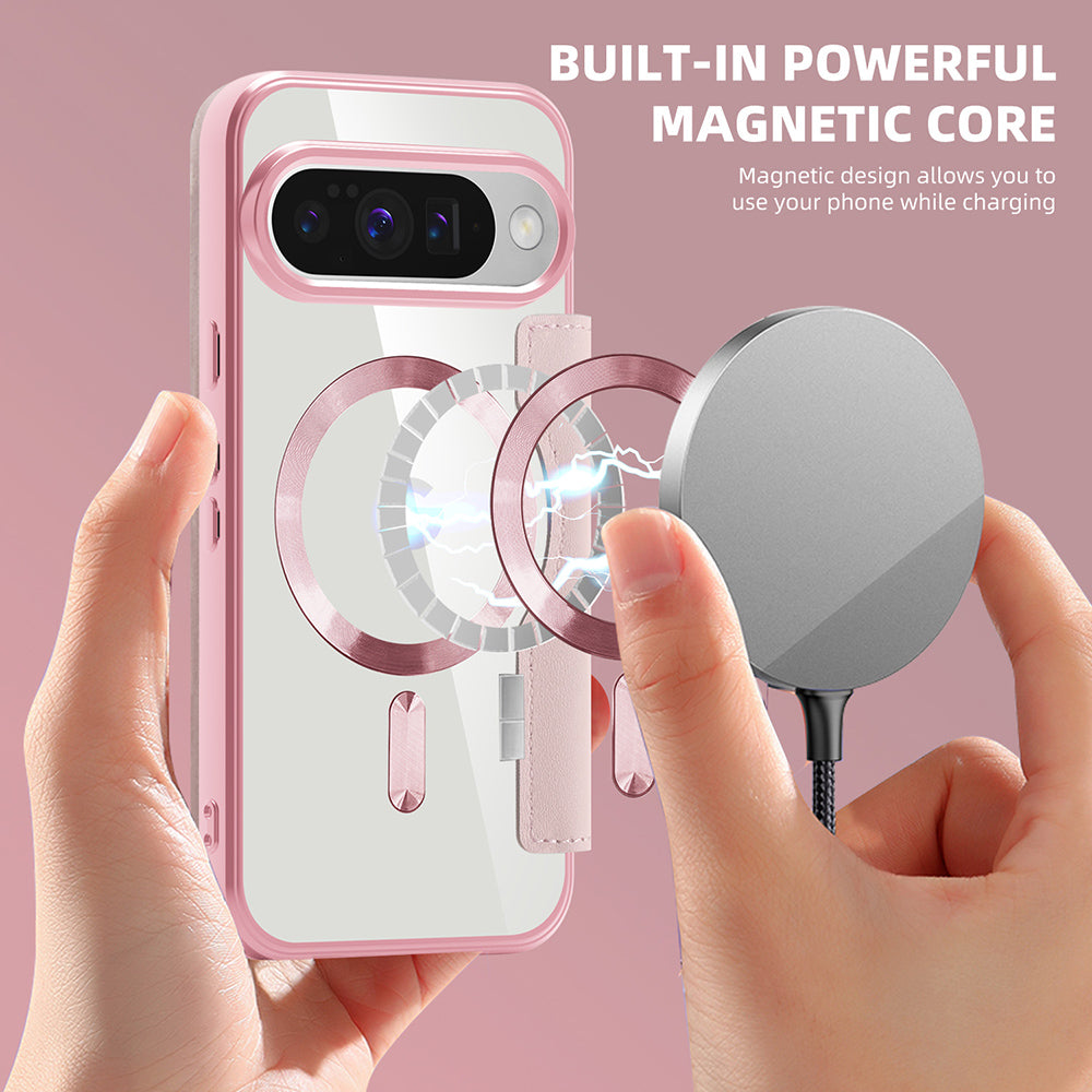 Husa MagSafe pentru Google Pixel 10 Pro / 10, Techsuit, SmartMag Book, Roz