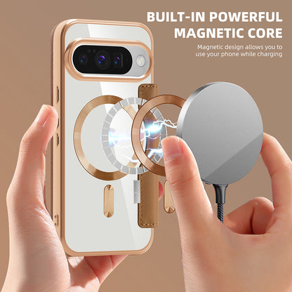 Husa MagSafe pentru Google Pixel 10 Pro XL, Techsuit, SmartMag Book, Maro