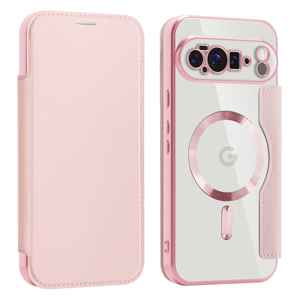 Husa MagSafe pentru Google Pixel 10 Pro XL, Techsuit, SmartMag Book, Roz