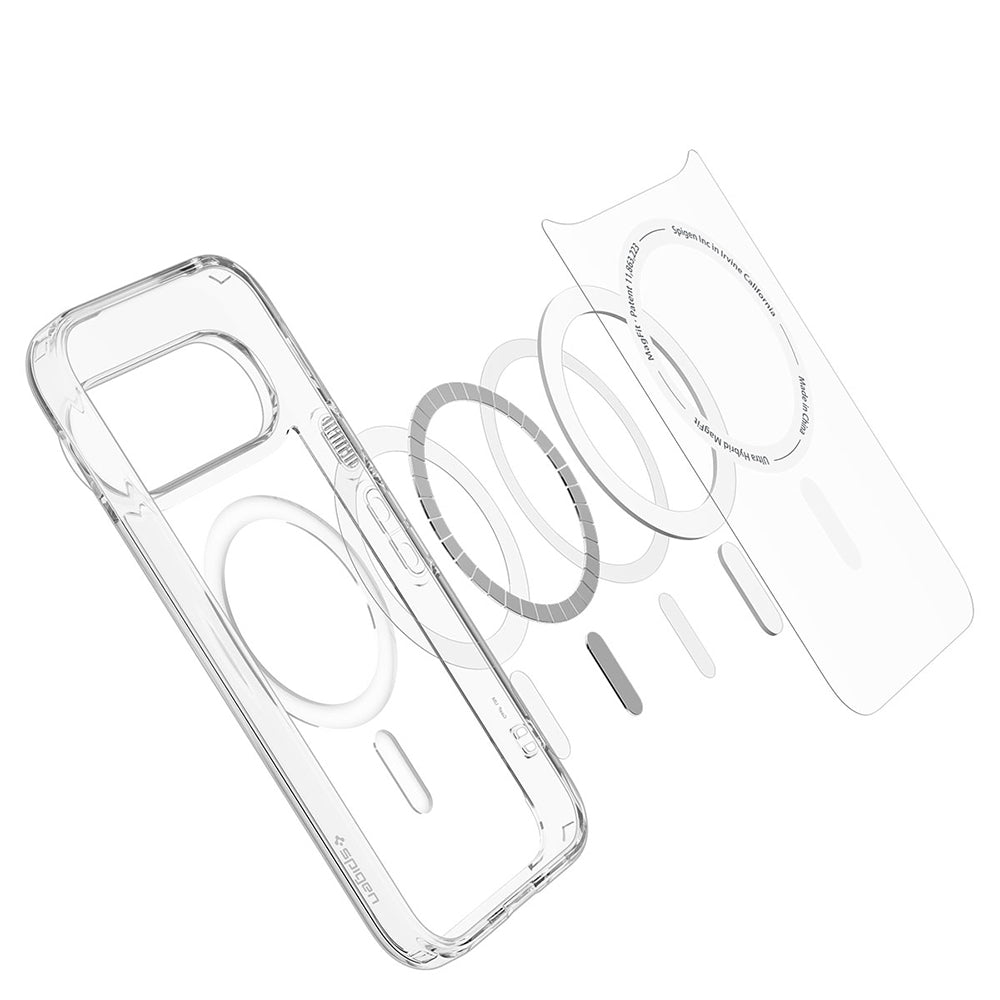 Husa MagSafe pentru Google Pixel 11 Pro XL, Spigen, Ultra Hybrid, Transparenta Alba ACS11451