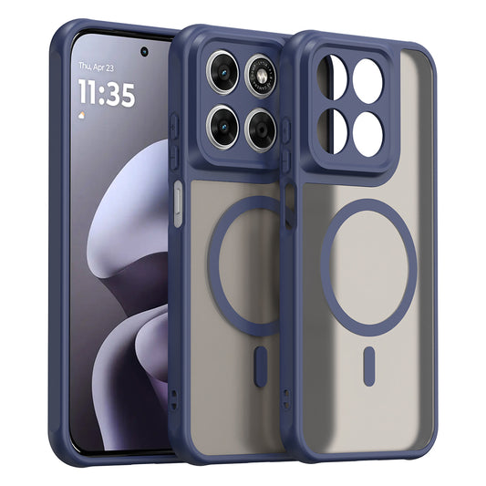 Husa MagSafe pentru Motorola Moto G87 / G77 / G67, Techsuit, HaloFrost II, Bleumarin