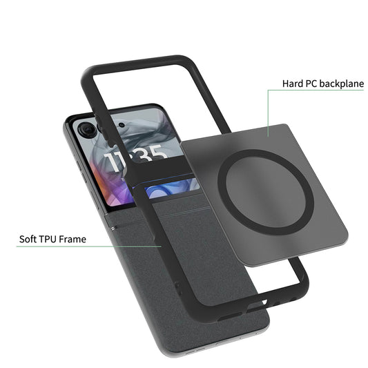Husa MagSafe pentru Motorola Razr 70 / Razr 60, Techsuit, PureFrost, Neagra Satinata