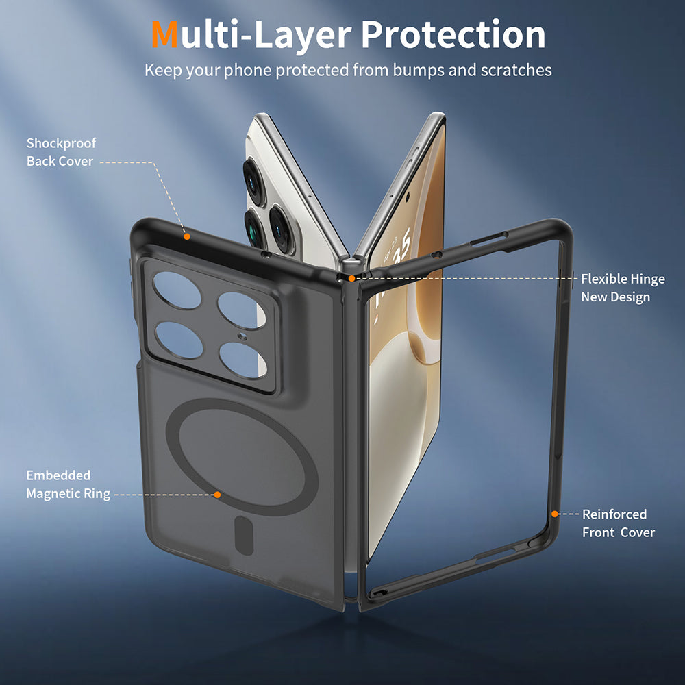 Husa MagSafe pentru Motorola Razr Fold, Techsuit, PureFrost, Neagra Satinata