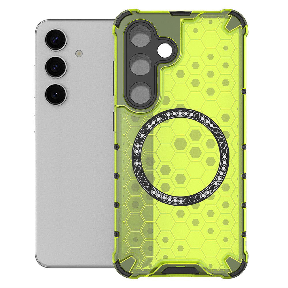 Husa MagSafe pentru Samsung Galaxy S25 S931, Techsuit, HoneyComb Shield, Verde