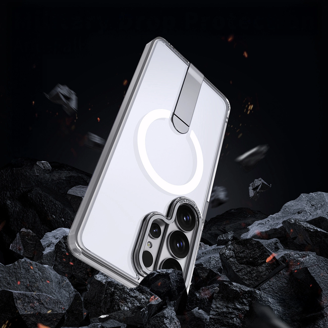 Husa MagSafe pentru Samsung Galaxy S26 Ultra S948, Hybrid Armor, X with Stand, Transparenta
